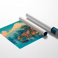 Morning Light Bathes Mount Fuji's Village