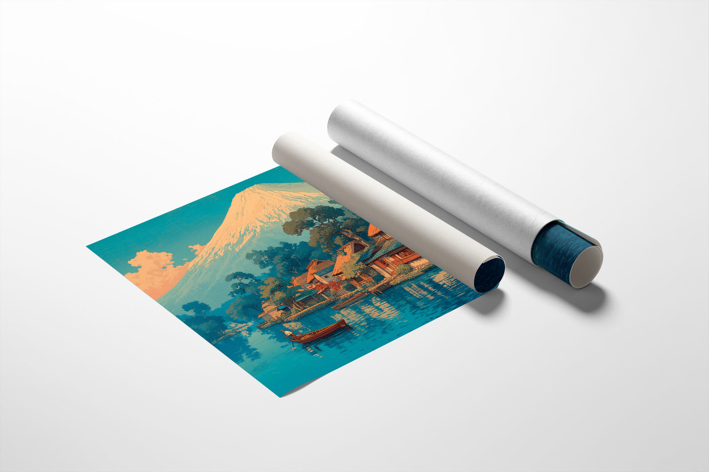 Morning Light Bathes Mount Fuji's Village