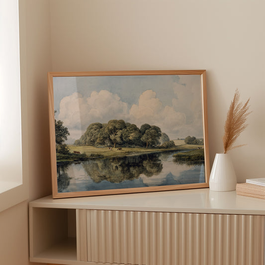 Summer Cattle Rest By Still Waters
