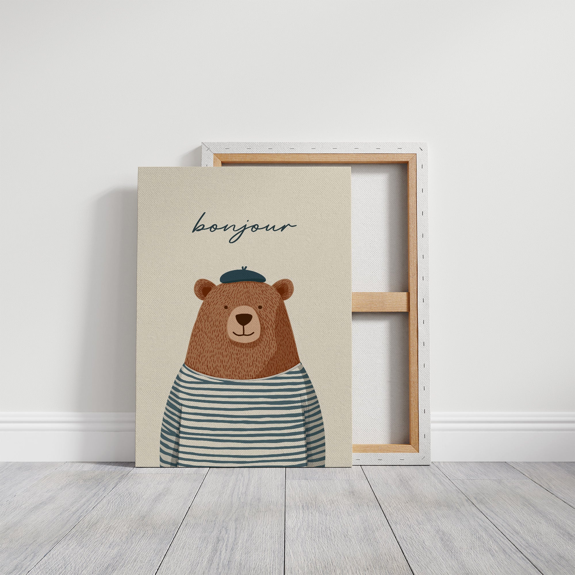 Bonjour French Bear Illustration