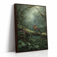 Robin's Perch In Misty Forest