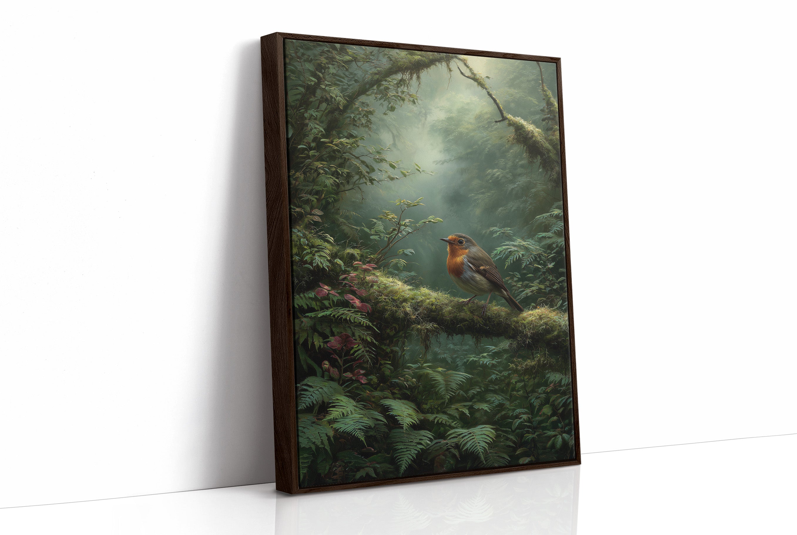 Robin's Perch In Misty Forest