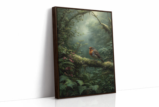 Robin's Perch In Misty Forest