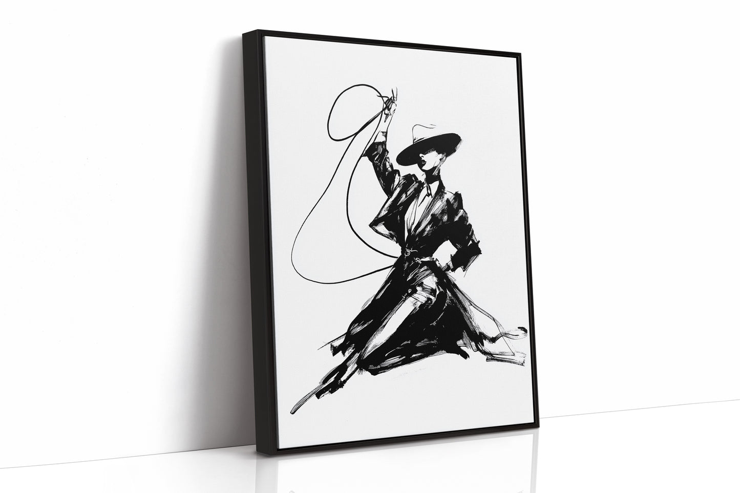Noir Elegance: Brushstrokes in Motion