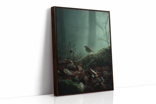 Solitary Songbird In Misty Forest