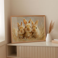 Curious Bunnies Dance Through Golden Grass
