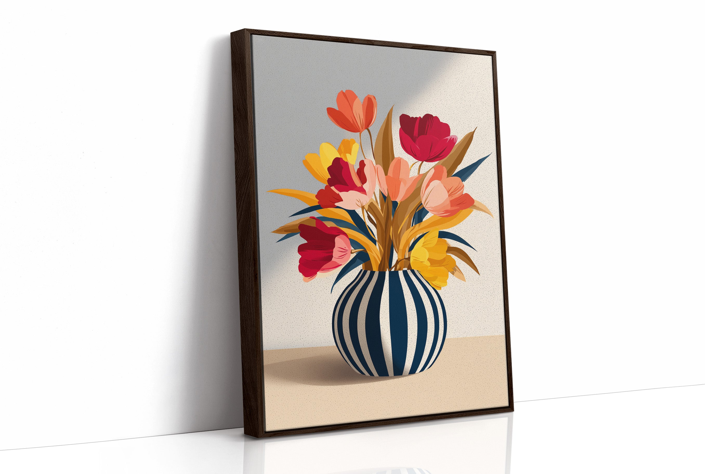 Vibrant Blooms in Striped Elegance