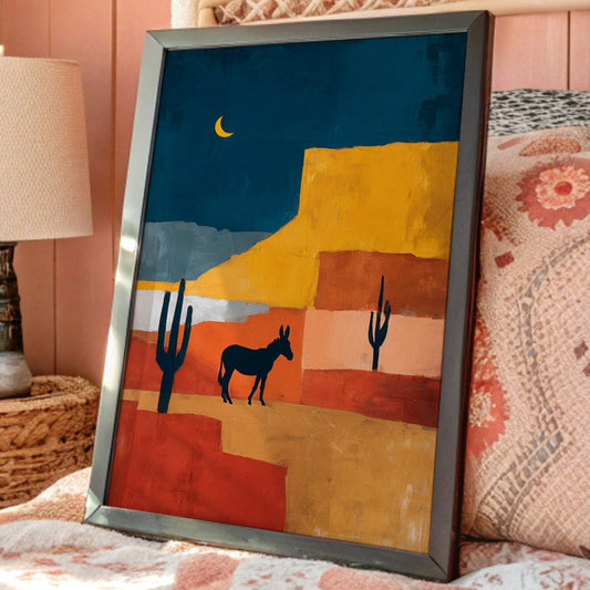 Desert Donkey Greets Crescent Moon
