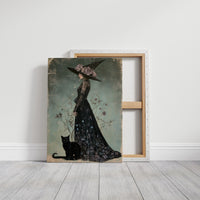 Bloom, Broom, And Feline Backup, gallery wrapped canvas print shown front on