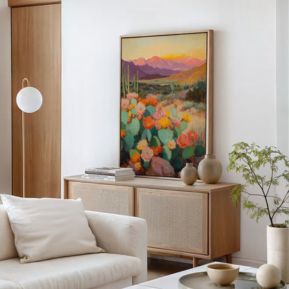 Desert Bloom Landscape – Southwestern Cactus Wall Art