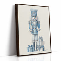 Blue Nutcracker Guards Winter's Treasures