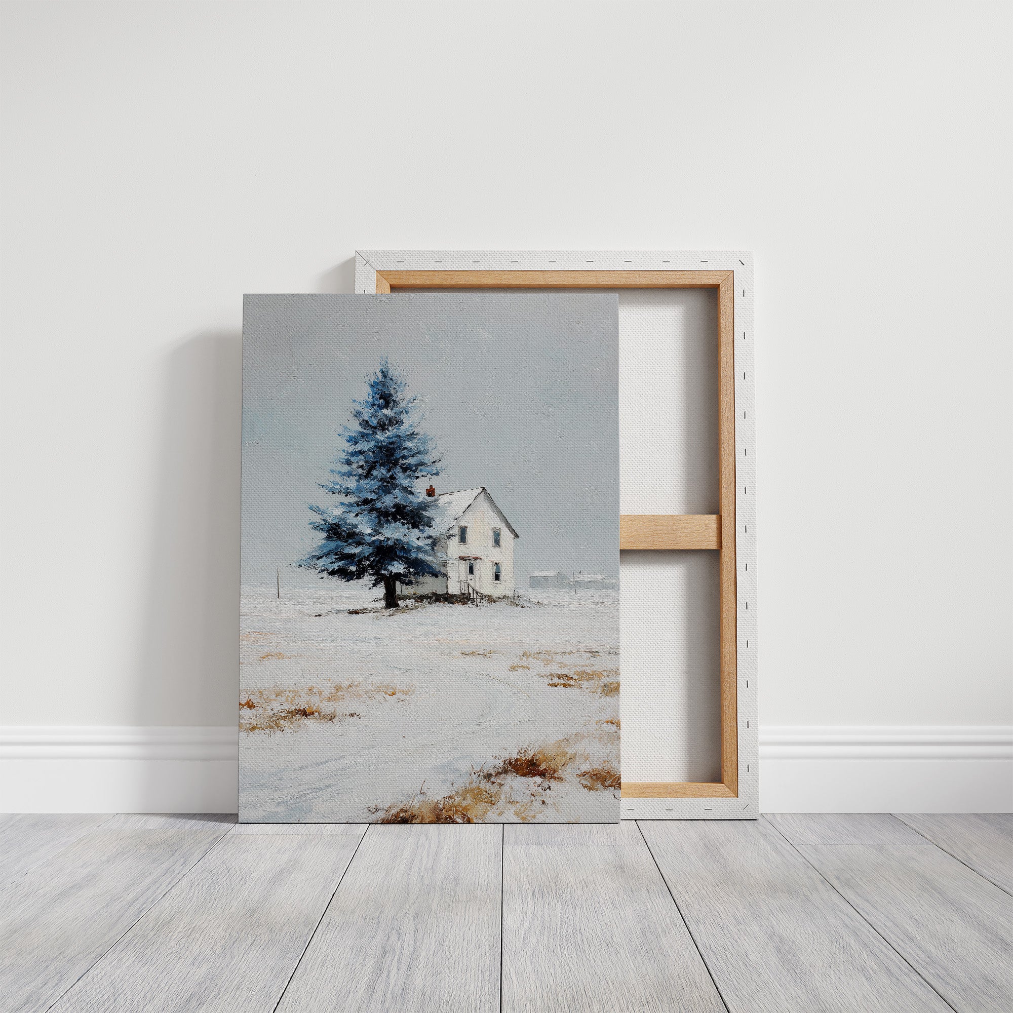 Farmhouse Under Blue Spruce