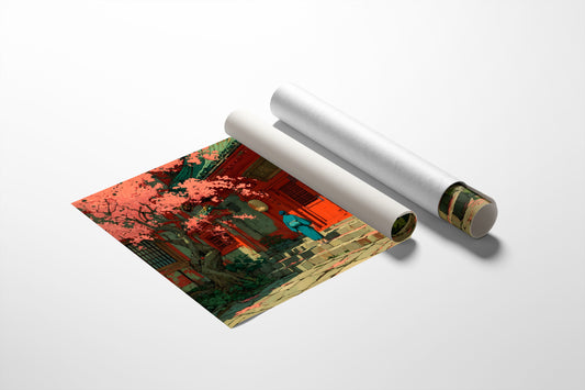 Cherry Blossoms Dance At Temple Steps