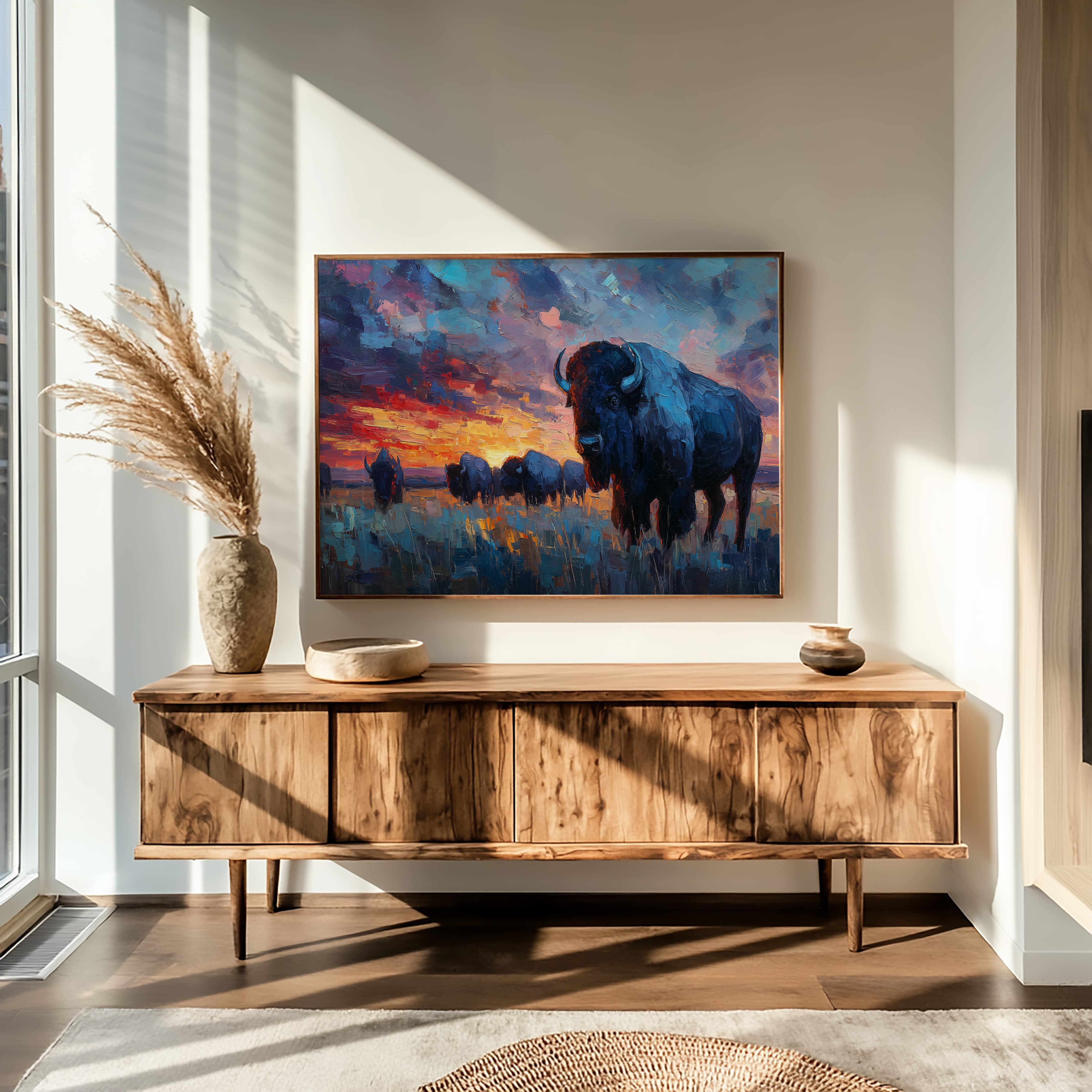 Prairie Giants Watch The Fire Sky
