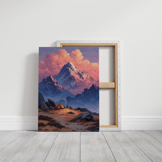 Lone Tent Under Crimson Peaks