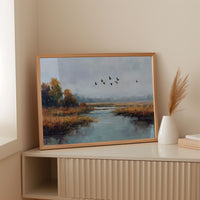 Autumn Geese Cross Silver Waters