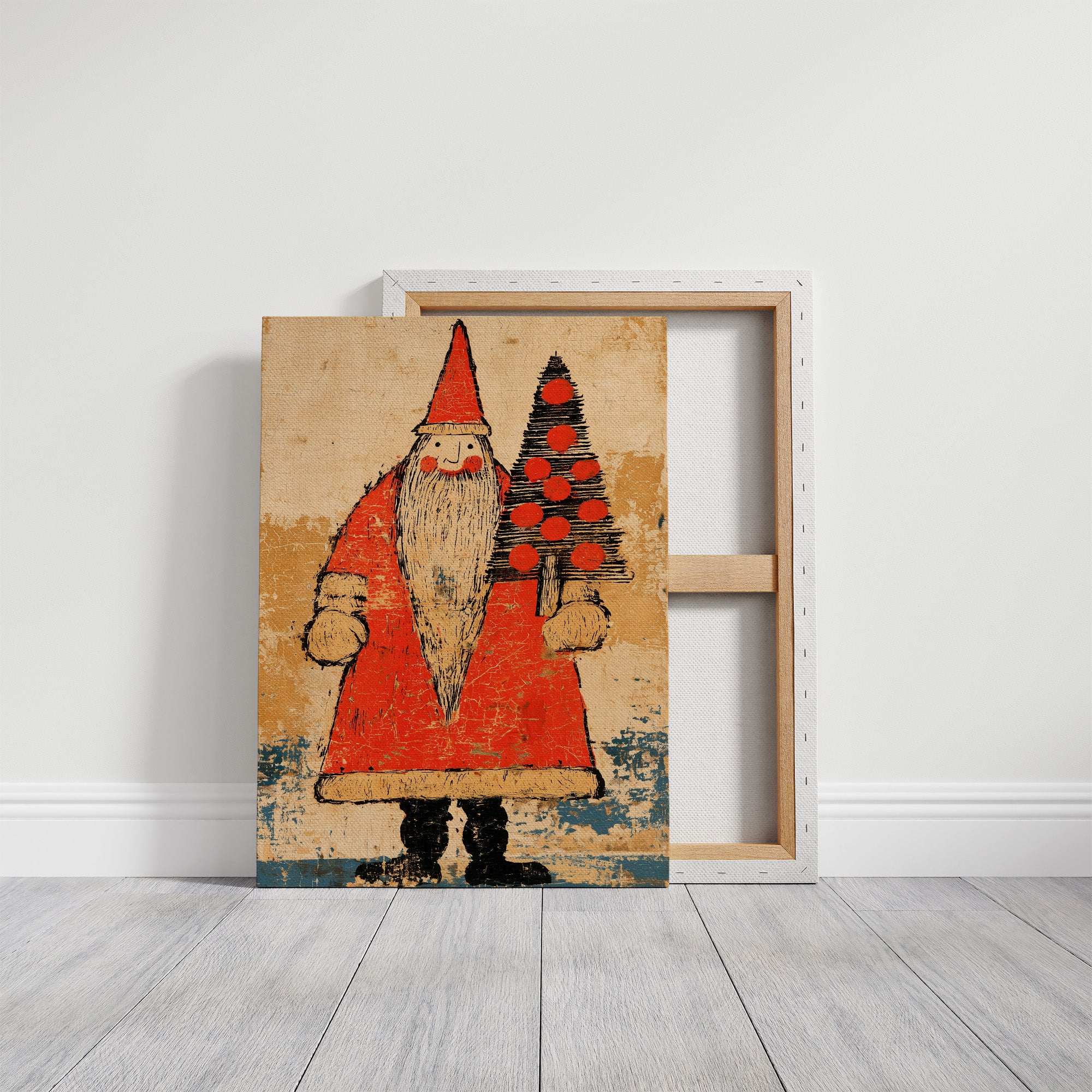 Primitive Santa & Tree