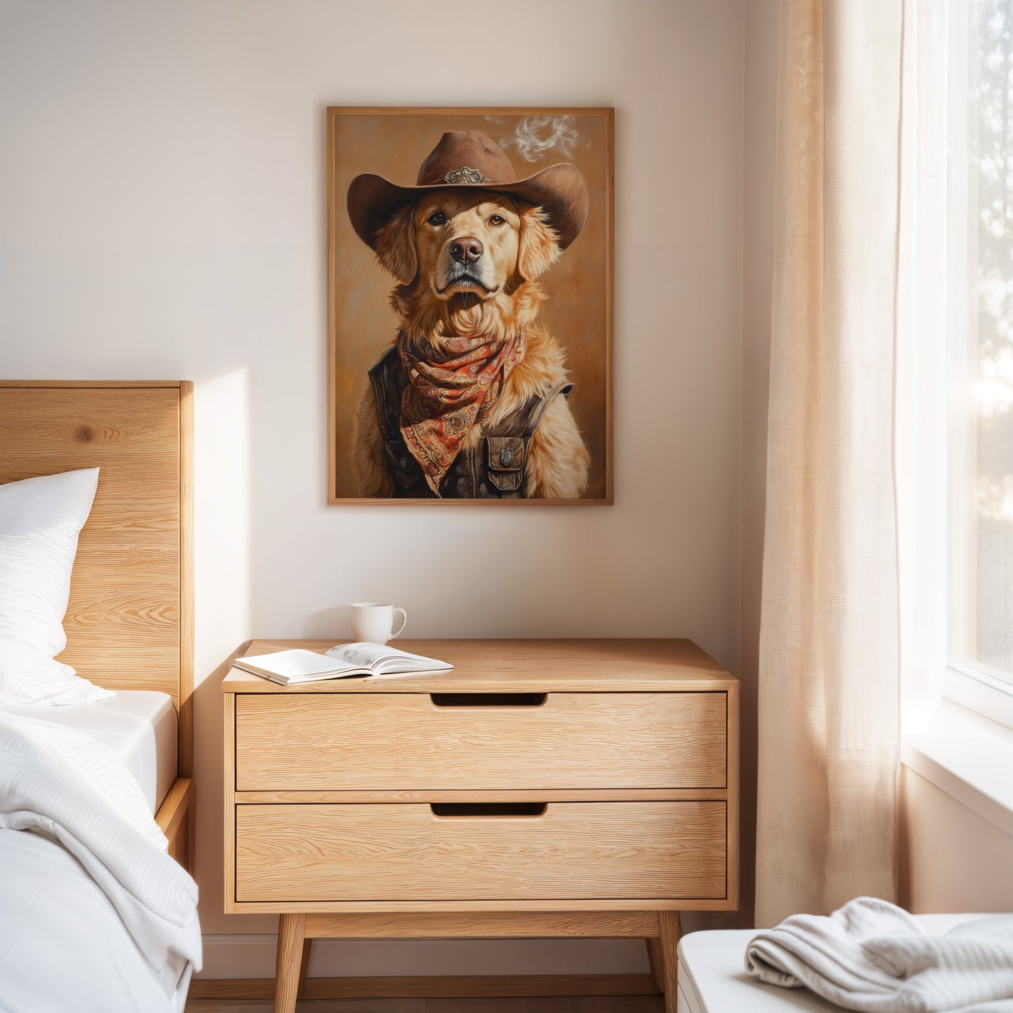 Golden Retriever Gunslinger in a Cowboy Hat