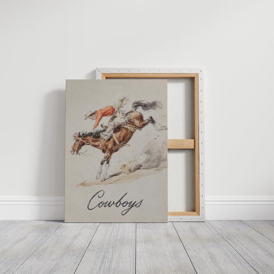 Wild Mustang Chase - Bronc Riding Cowboys