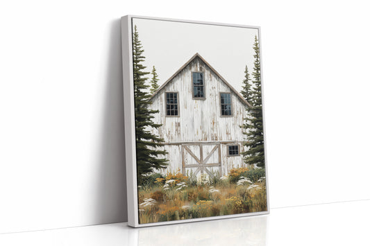 Pine Sentinels Guard Weathered Barn