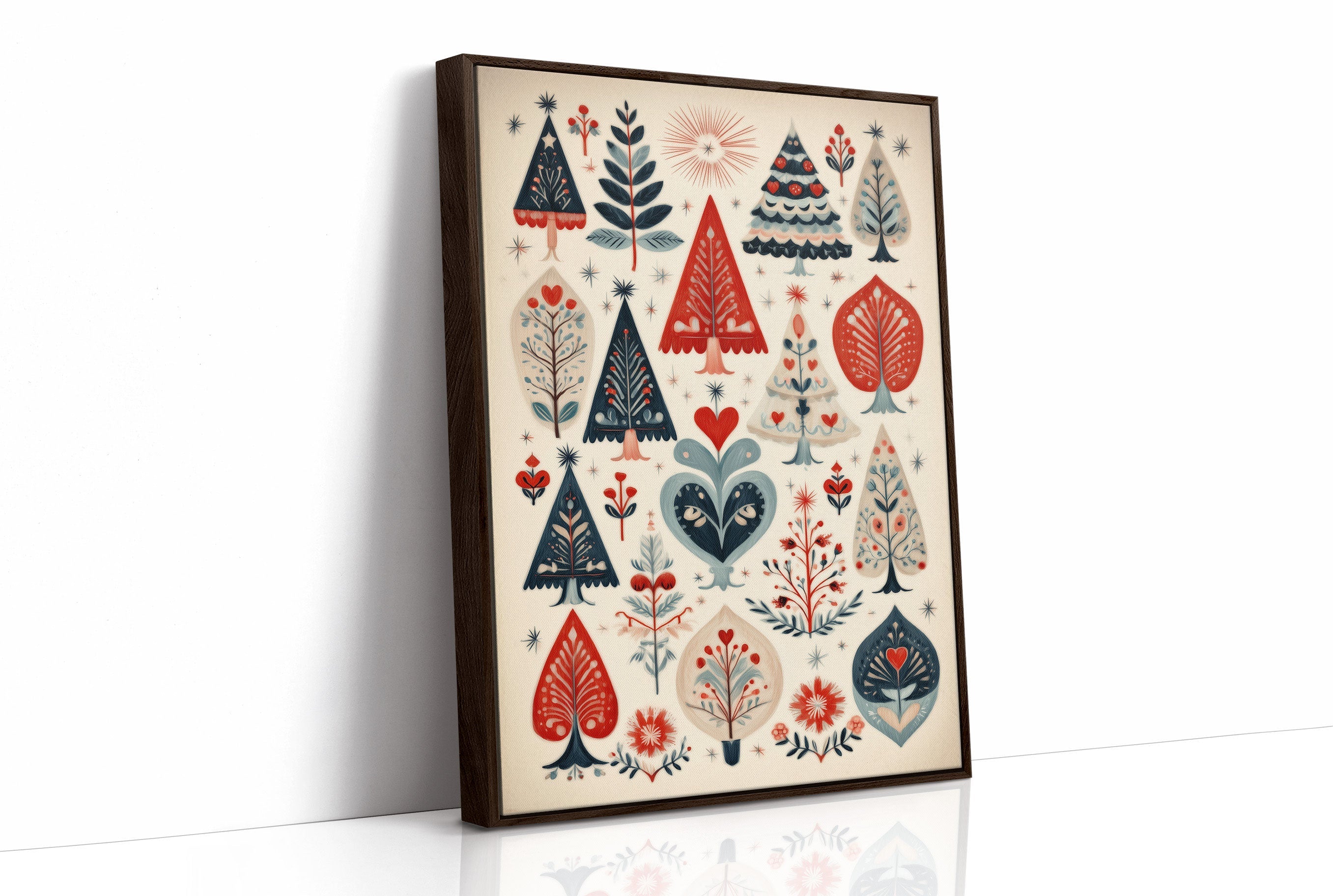 Scandinavian Folk-Art Christmas Trees Pattern