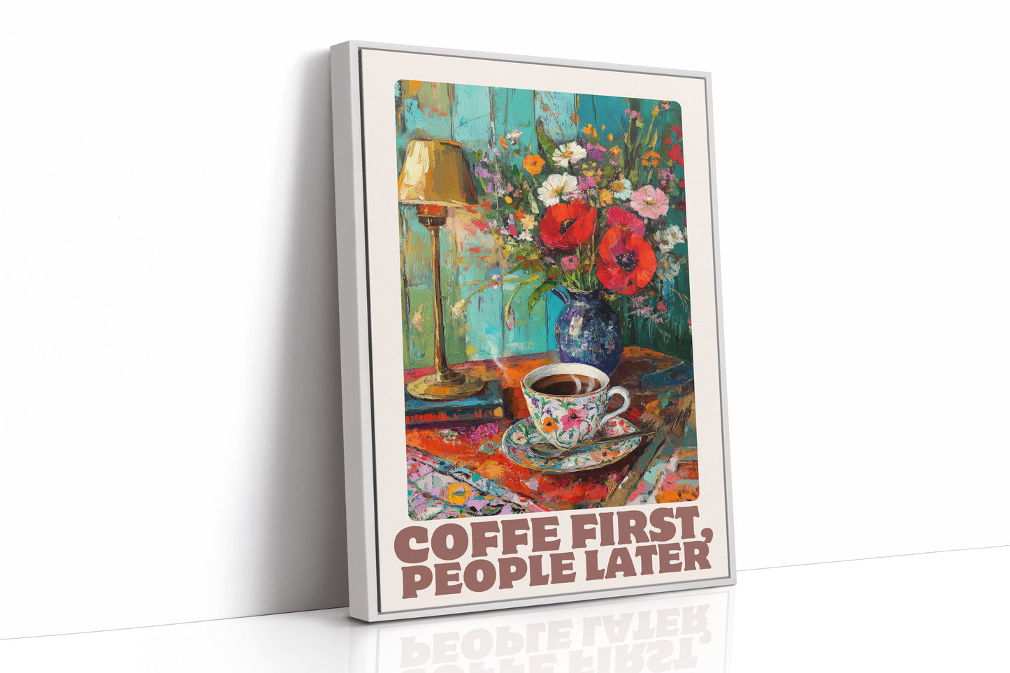 Coffee First, People Later – Cozy Vintage Coffee Art Print