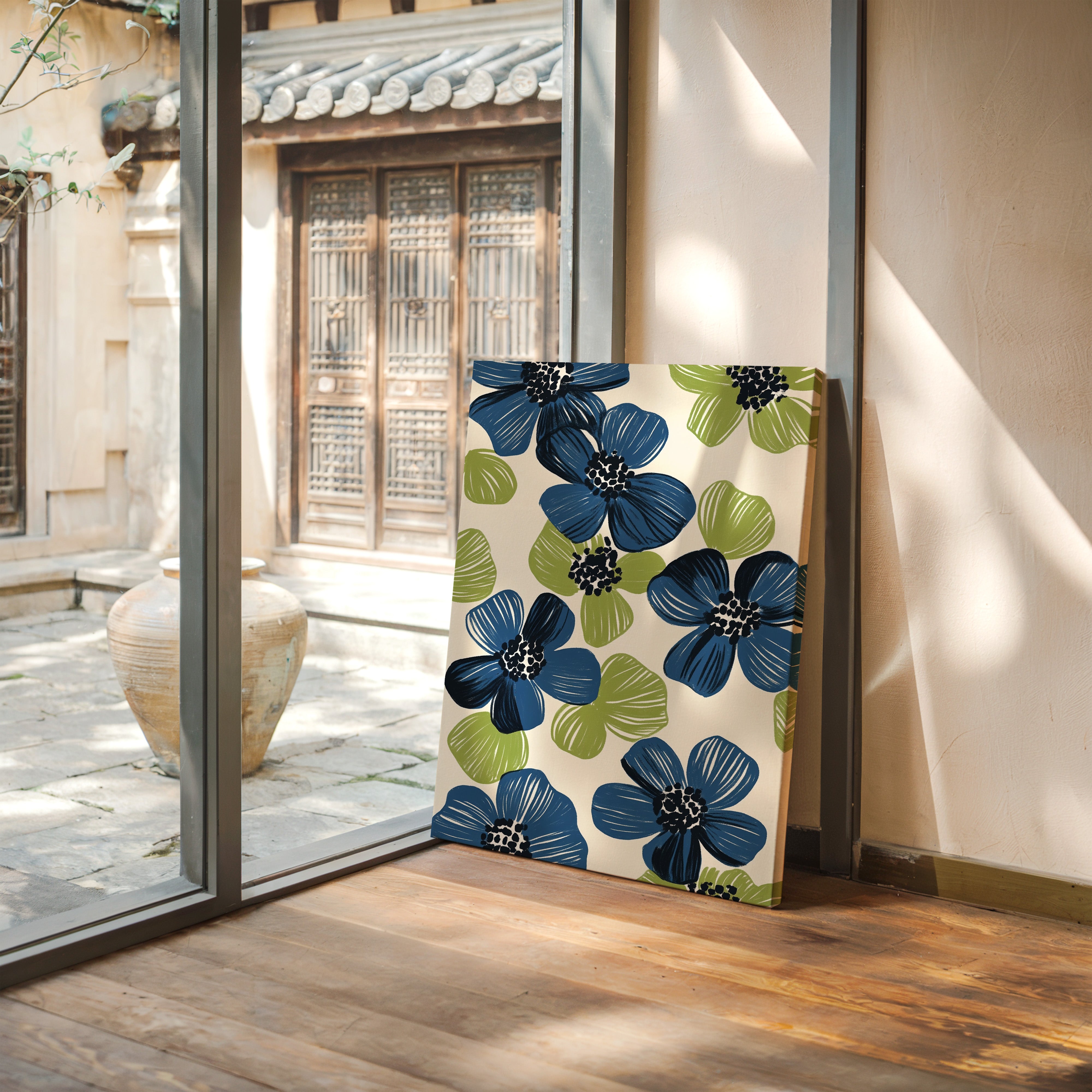 Summer Blossoms Drift In Navy