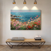 Coastal Poppies Dance Above Azure Waves