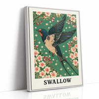 Swallow in a Starlit Blossom Sky
