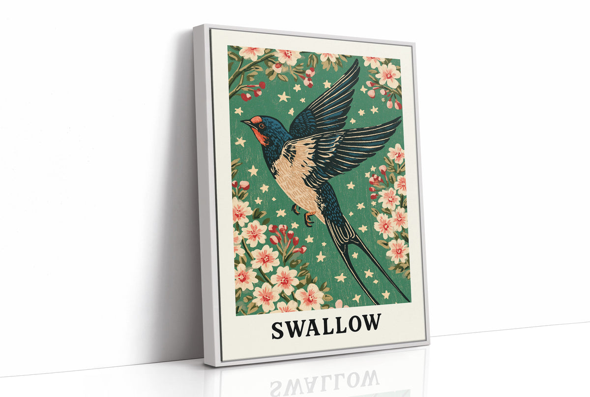 Swallow in a Starlit Blossom Sky