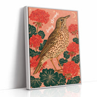 Song Thrush Under a Crescent Moon