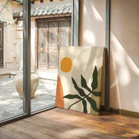 Sunlit Leaves Against Soft Curves
