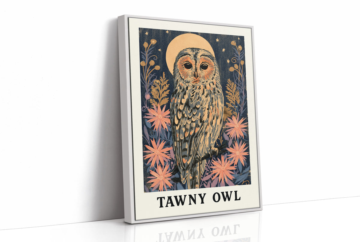 Tawny Owl Beneath a Golden Moon