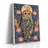 Tawny Owl and Golden Halo Moon