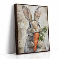 Adorable Bunny with Carrot – Rustic Farmhouse Animal Wall Art Print
