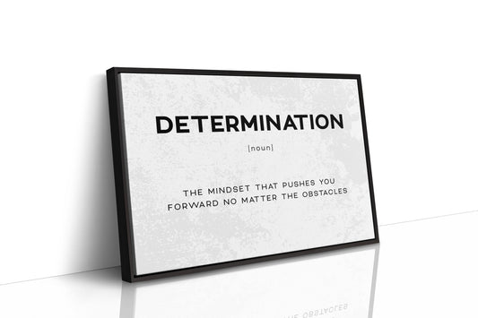 Determination Definition Canvas Art | Bold Motivational Typography Print for Home Office, Gym or Entrepreneur Décor