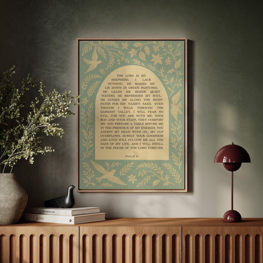 Psalm 23 Scripture with Doves and Florals