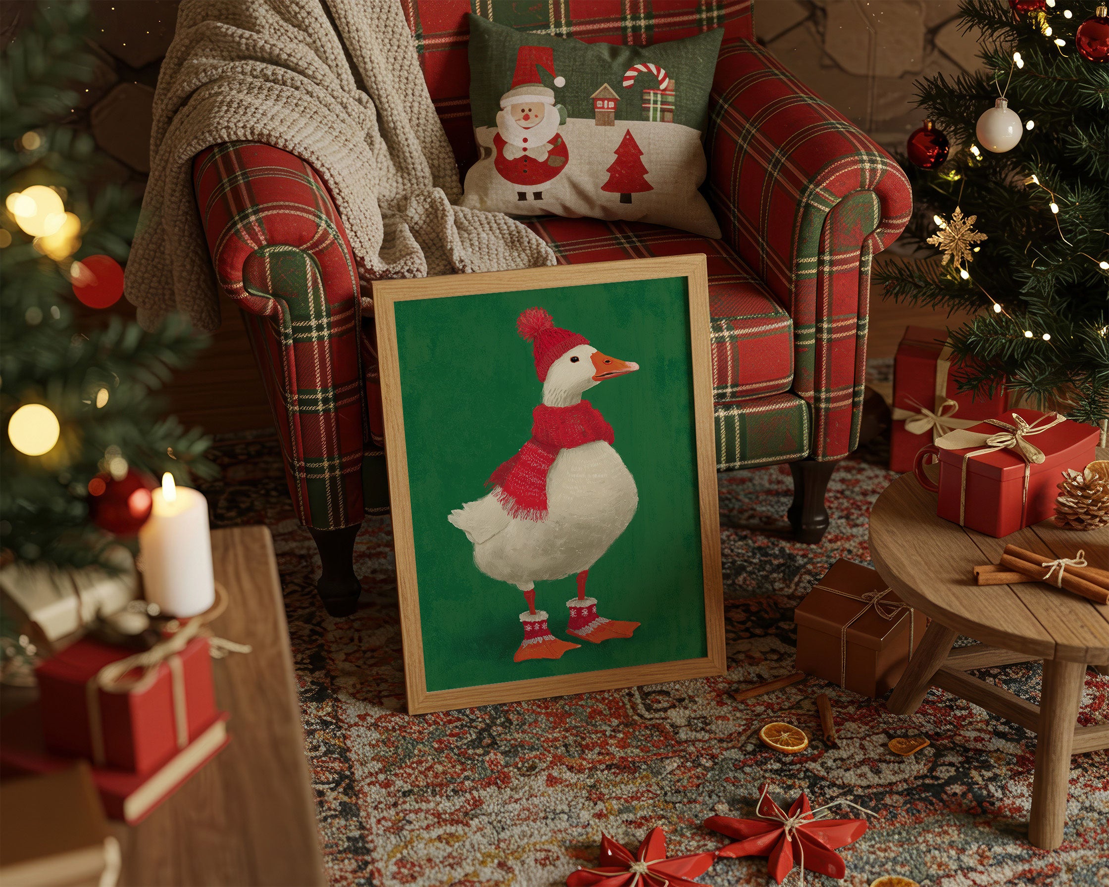 Festive Duck Wears Winter Woolens