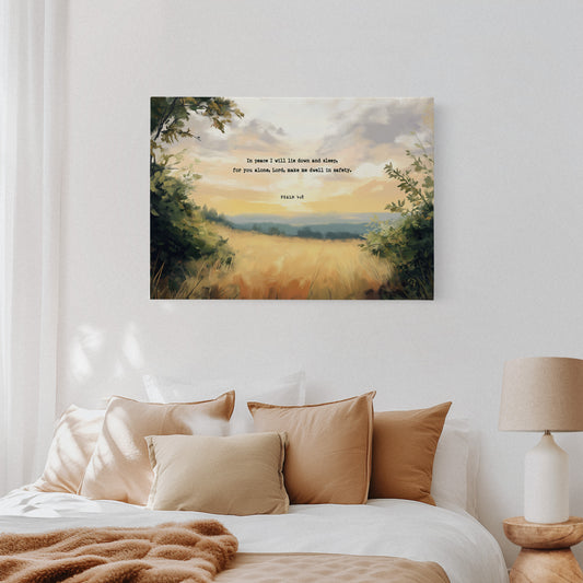 Golden Field of Peace with Psalm 4:8