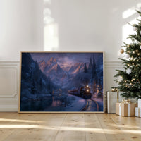 Winter Train Chases Mountain Light