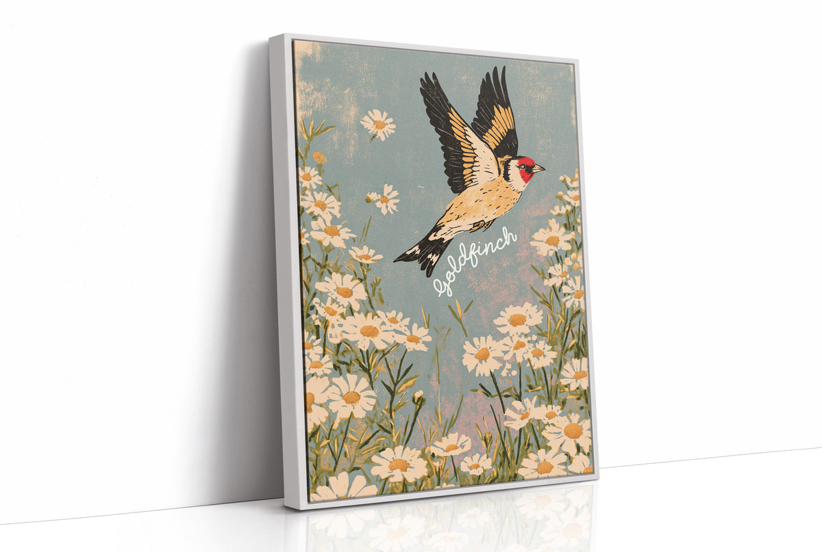 Goldfinch Rising Over Daisies