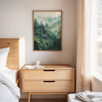 Mountain Temple Rests In Emerald Mist