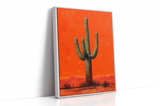 Lone Saguaro Against Desert Flame