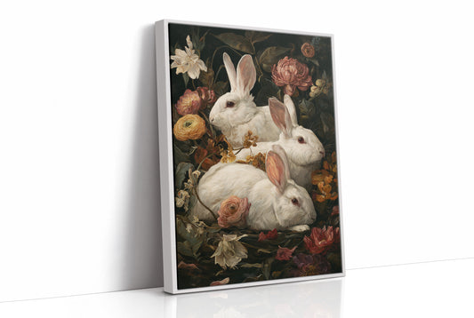White Rabbits Among Velvet Blooms