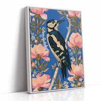Woodpecker Among Peony Blooms