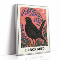 Blackbird Beneath Bluebells and Moon