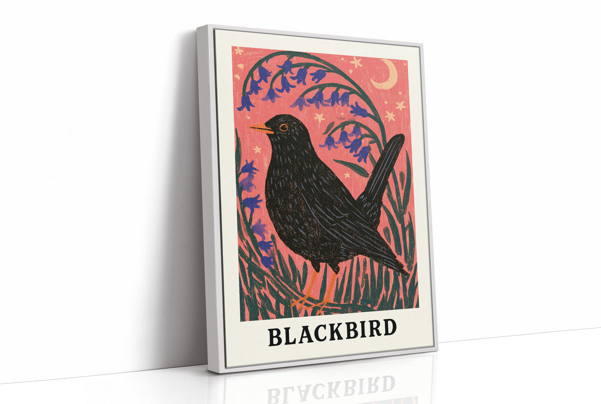 Blackbird Beneath Bluebells and Moon