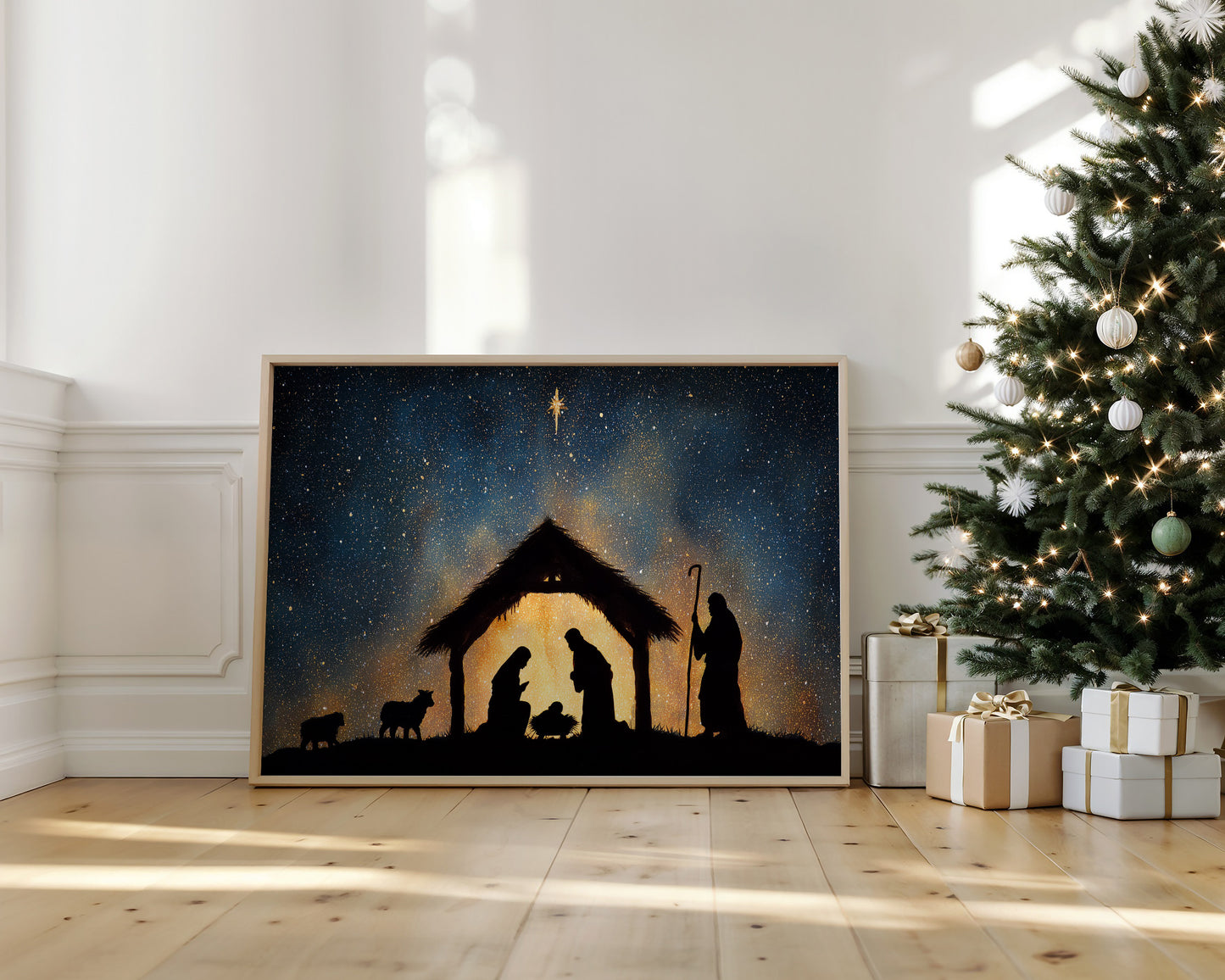 Starlit Manger Under Bethlehem Sky