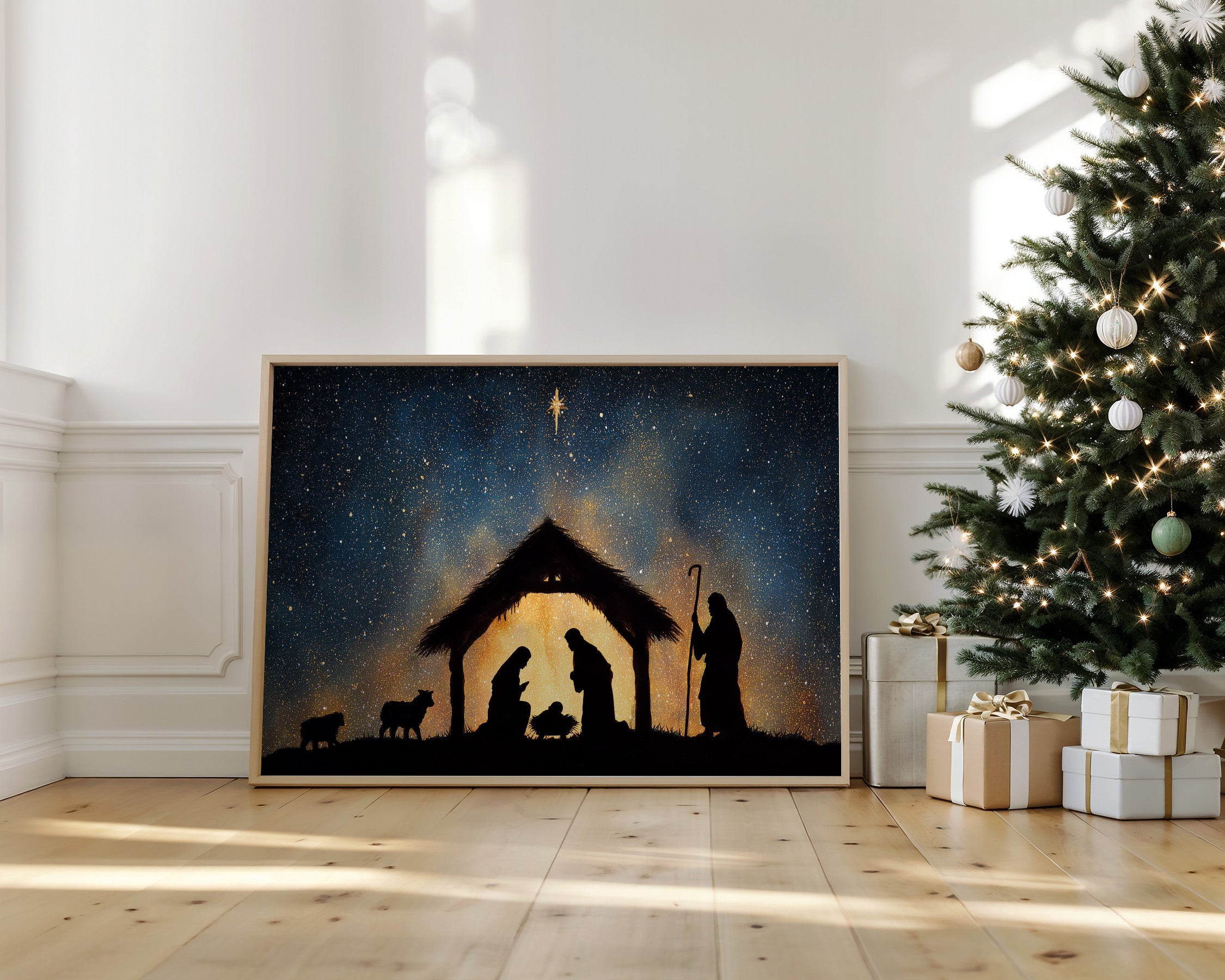 Starlit Manger Under Bethlehem Sky