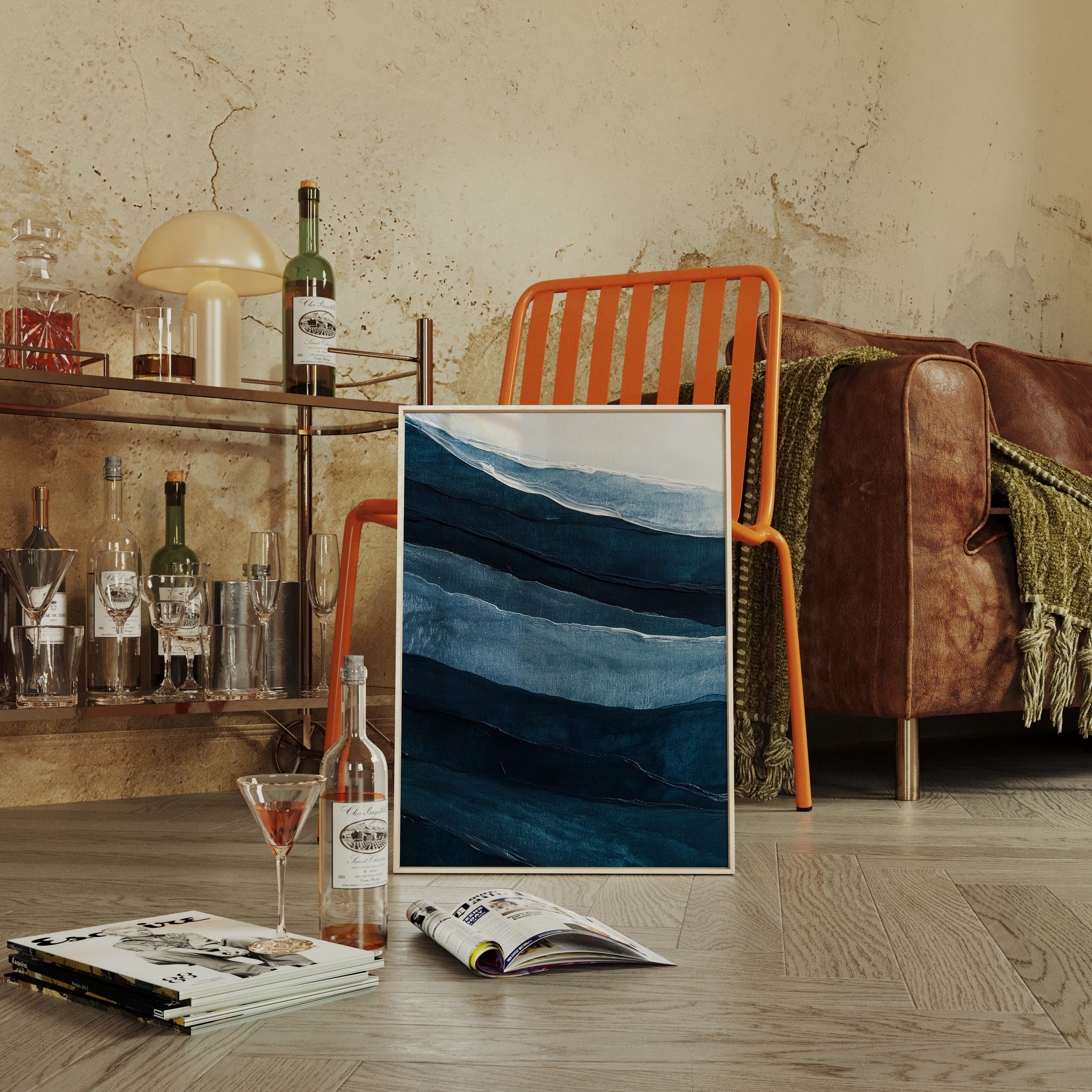 Serene Ocean Waves Abstract Painting